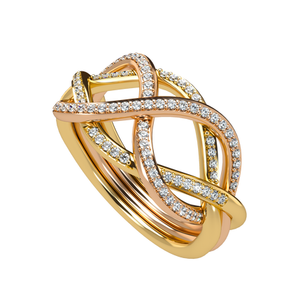 Classic puzzle ring with diamond pavé - ™ Joaillerie VCL