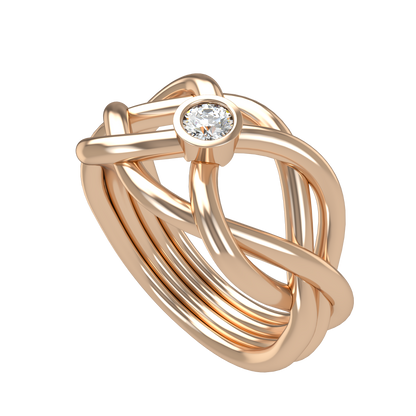 Classic puzzle ring with round diamond bezel - ™ Joaillerie VCL