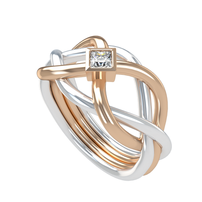 Classic puzzle ring - Princess cut diamond Bezel - ™ Joaillerie VCL