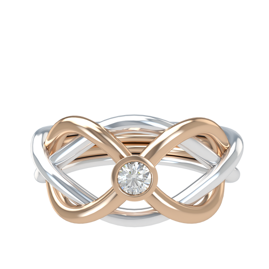 Classic puzzle ring with round diamond bezel - ™ Joaillerie VCL