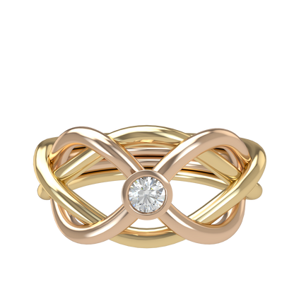 Classic puzzle ring with round diamond bezel - ™ Joaillerie VCL