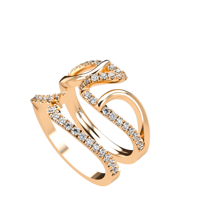 Jessica interlocking engagement ring set with diamond pavé 18Kt gold