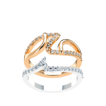 Jessica interlocking engagement ring set with diamond pavé 18Kt gold