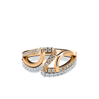 Jessica interlocking engagement ring set with diamond pavé 18Kt gold