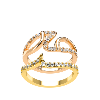 Jessica interlocking engagement ring set with diamond pavé 18Kt gold