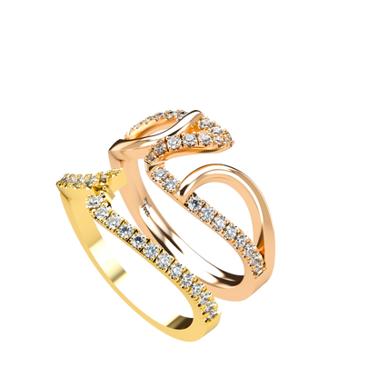 Jessica interlocking engagement ring set with diamond pavé 18Kt gold