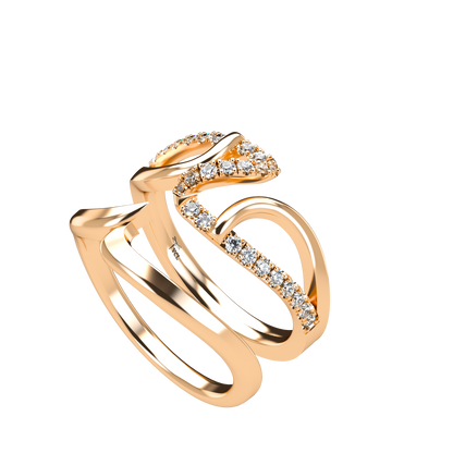 Jessica interlocking engagement ring set with diamond pavé 18Kt gold