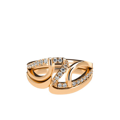 Jessica interlocking engagement ring set with diamond pavé 18Kt gold