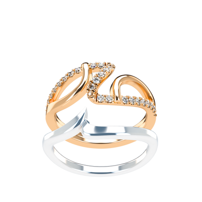 Jessica interlocking engagement ring set with diamond pavé 18Kt gold