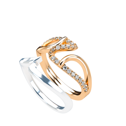 Jessica interlocking engagement ring set with diamond pavé 18Kt gold