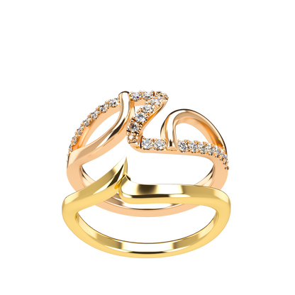 Jessica interlocking engagement ring set with diamond pavé 18Kt gold