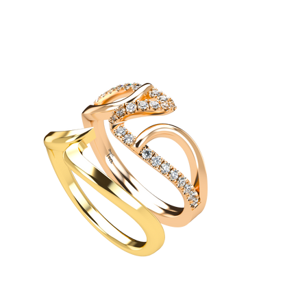 Jessica interlocking engagement ring set with diamond pavé 18Kt gold