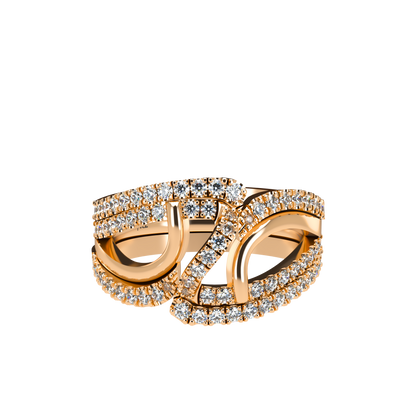Jessica interlocking engagement ring set with diamond pavé 18Kt gold