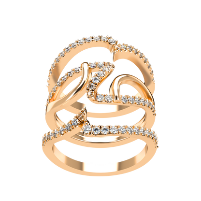 Jessica interlocking engagement ring set with diamond pavé 18Kt gold