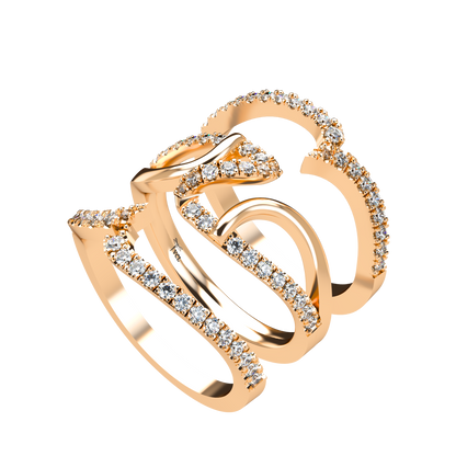 Jessica interlocking engagement ring set with diamond pavé 18Kt gold