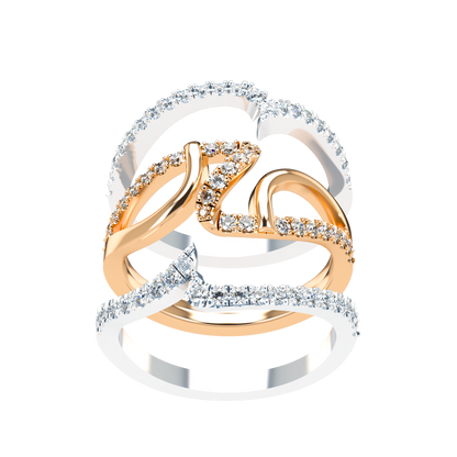 Jessica interlocking engagement ring set with diamond pavé 18Kt gold