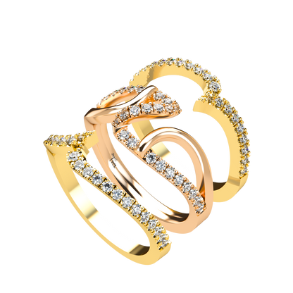Jessica interlocking engagement ring set with diamond pavé 18Kt gold
