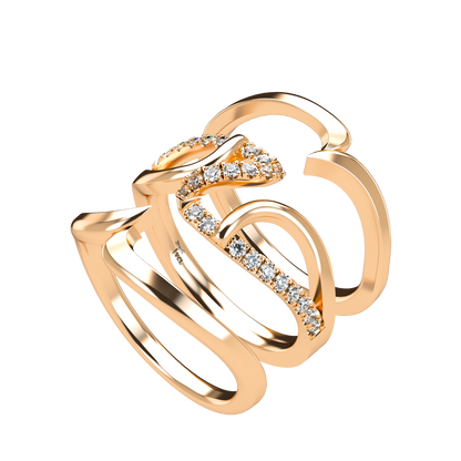Jessica interlocking engagement ring set with diamond pavé 18Kt gold