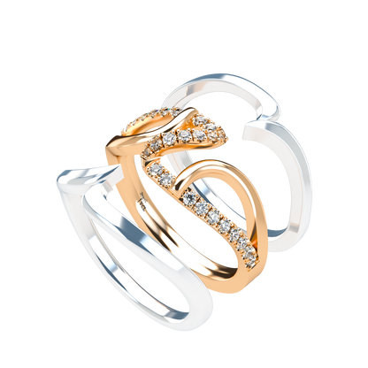 Jessica interlocking engagement ring set with diamond pavé 18Kt gold