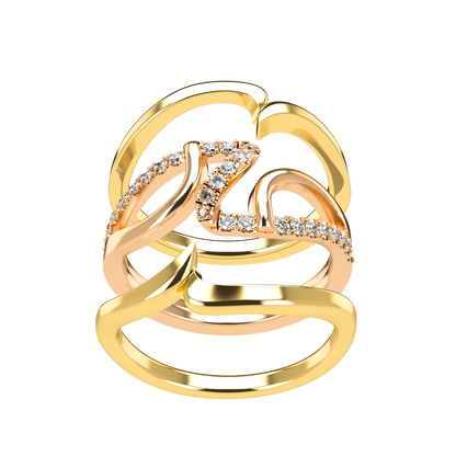 Jessica interlocking engagement ring set with diamond pavé 18Kt gold