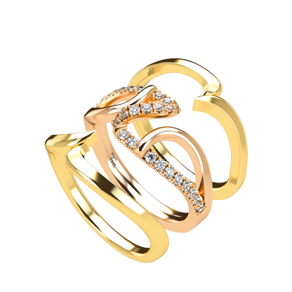 Jessica interlocking engagement ring set with diamond pavé 18Kt gold
