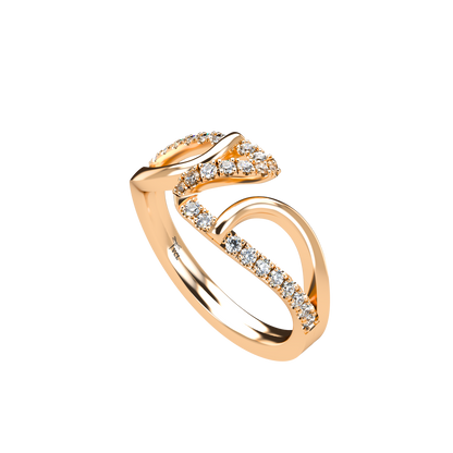 Jessica interlocking engagement ring set with diamond pavé 18Kt gold