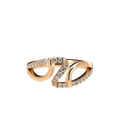 Jessica interlocking engagement ring set with diamond pavé 18Kt gold