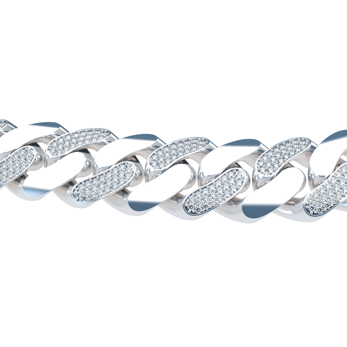20mm Cuban Link Alternate Pavé Platinum - ™ Joaillerie VCL