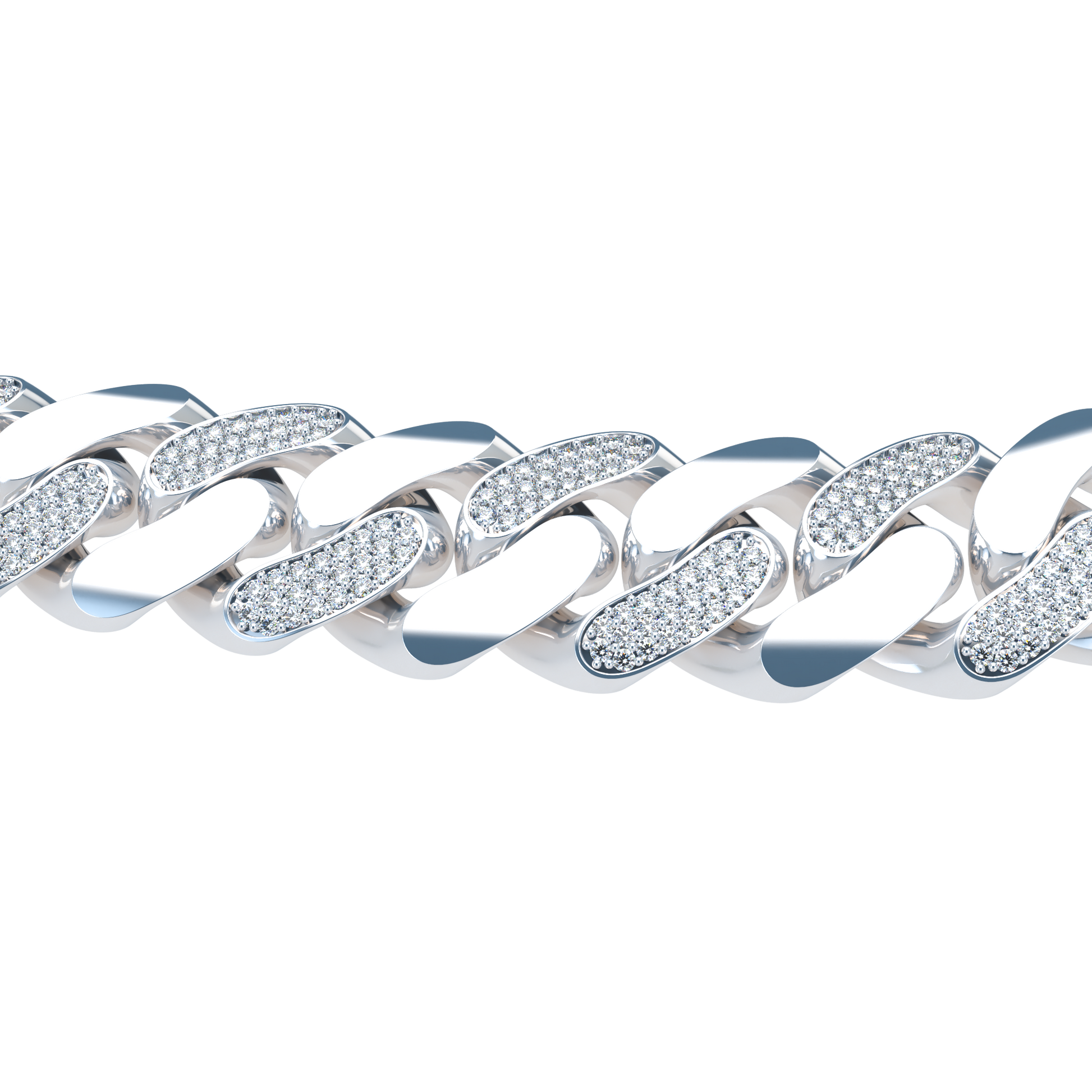 20mm Cuban Link Alternate Pavé Platinum - ™ Joaillerie VCL