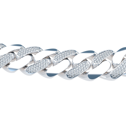 20mm Cuban Link Alternate Pavé Platinum - ™ Joaillerie VCL