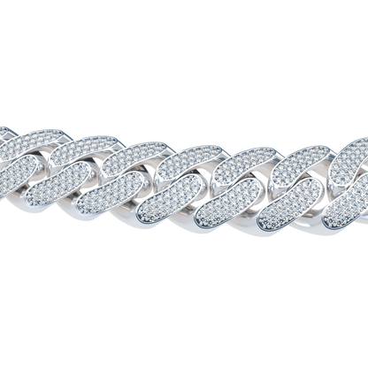 20mm Full Pavé Cuban Link Platinum - ™ Joaillerie VCL
