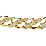 20mm Cuban Link Alternate Pavé Yellow Gold