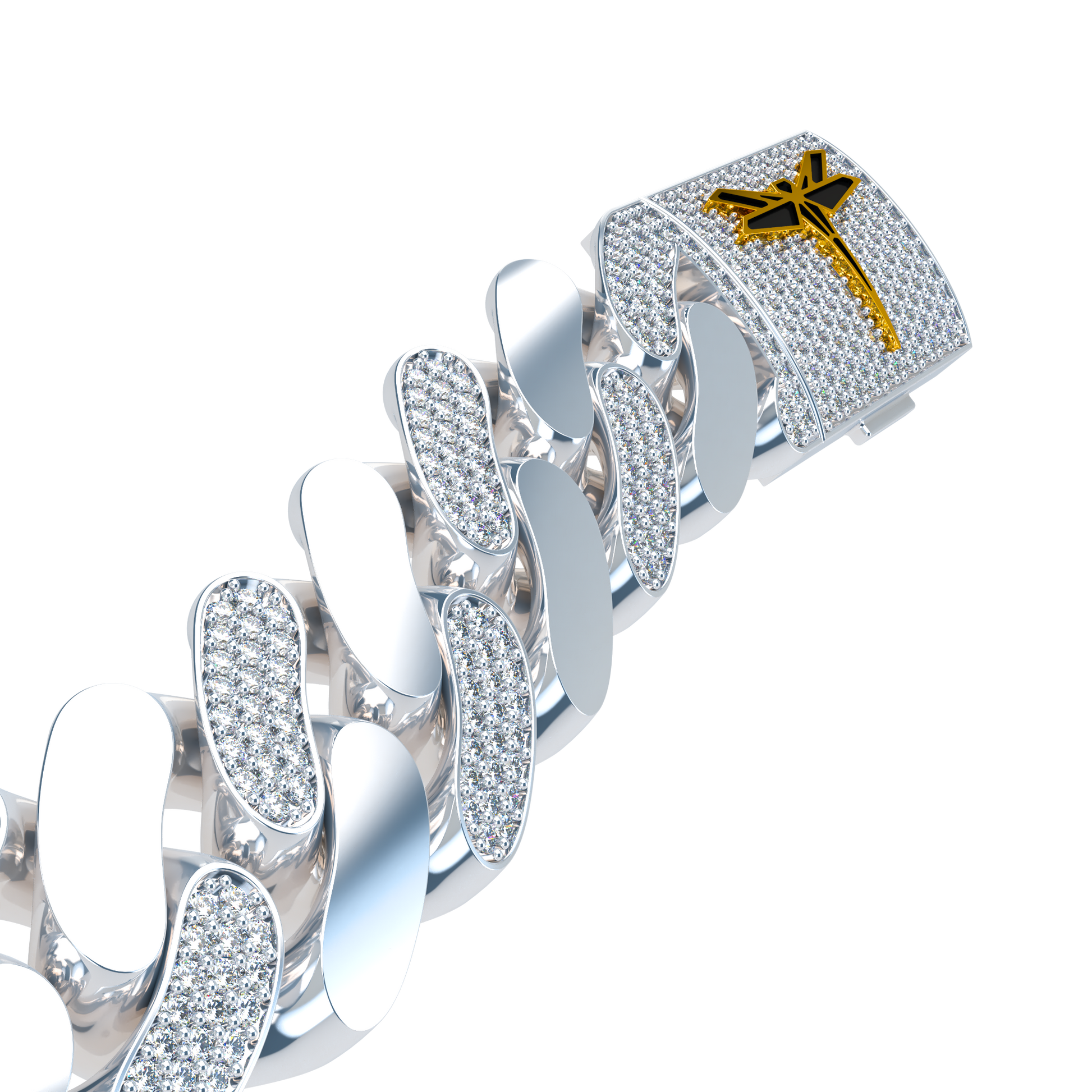 20mm Cuban Link Alternate Pavé Platinum - ™ Joaillerie VCL