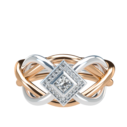 Classic puzzle ring with princess cut diamond halo setting - ™ Joaillerie VCL