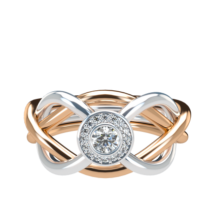 Classic puzzle ring with central halo diamond - ™ Joaillerie VCL