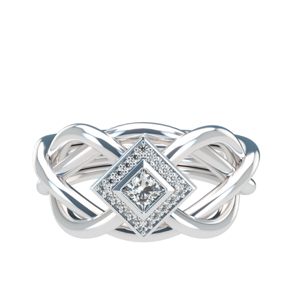 Classic puzzle ring with princess cut diamond halo setting - ™ Joaillerie VCL