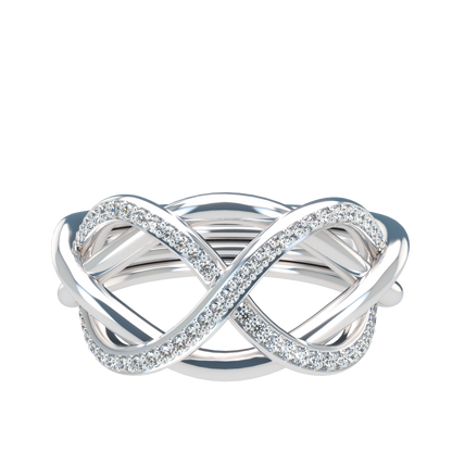 Classsic puzzle ring with half diamond pavé - ™ Joaillerie VCL