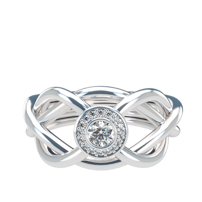 Classic puzzle ring with central halo diamond - ™ Joaillerie VCL