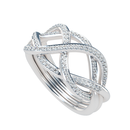 Classic puzzle ring with diamond pavé - ™ Joaillerie VCL