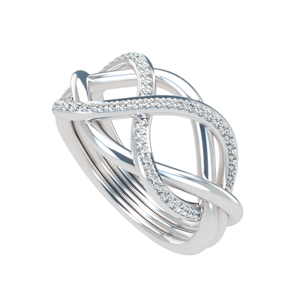 Classsic puzzle ring with half diamond pavé - ™ Joaillerie VCL
