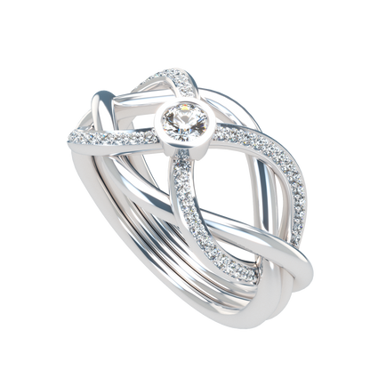 Puzzle ring with half pavé diamond bezel - ™ Joaillerie VCL