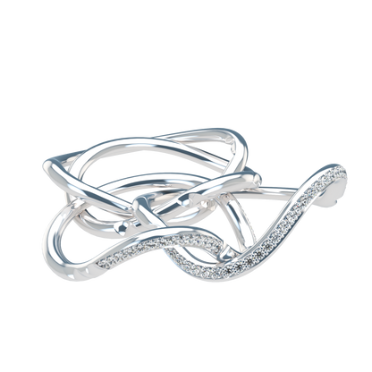 Classsic puzzle ring with half diamond pavé - ™ Joaillerie VCL
