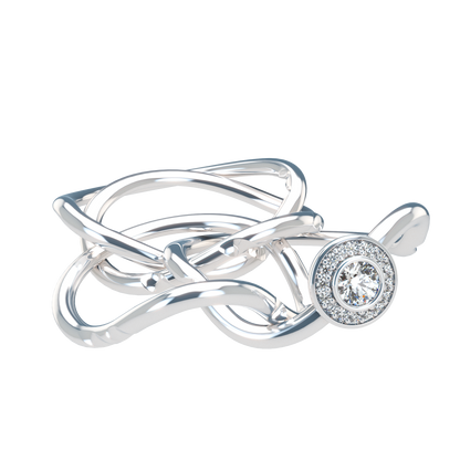 Classic puzzle ring with central halo diamond - ™ Joaillerie VCL