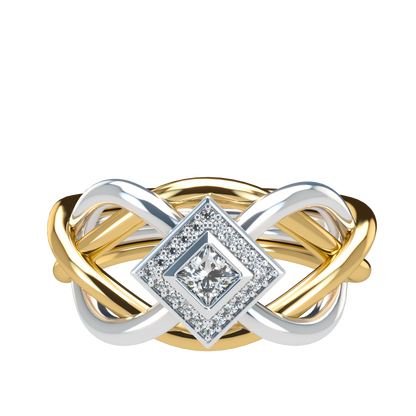 Classic puzzle ring with princess cut diamond halo setting - ™ Joaillerie VCL