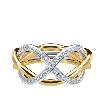 Classsic puzzle ring with half diamond pavé - ™ Joaillerie VCL