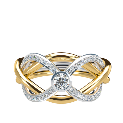 Puzzle ring with half pavé diamond bezel - ™ Joaillerie VCL