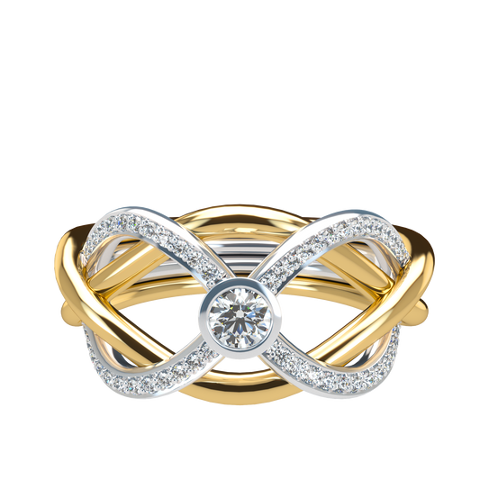 Puzzle ring with half pavé diamond bezel - ™ Joaillerie VCL