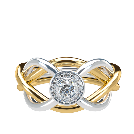 Classic puzzle ring with central halo diamond - ™ Joaillerie VCL