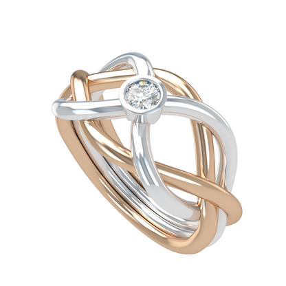 Classic puzzle ring with round diamond bezel - ™ Joaillerie VCL