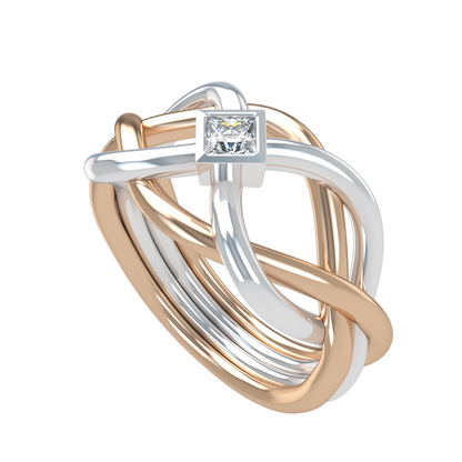 Classic puzzle ring - Princess cut diamond Bezel - ™ Joaillerie VCL